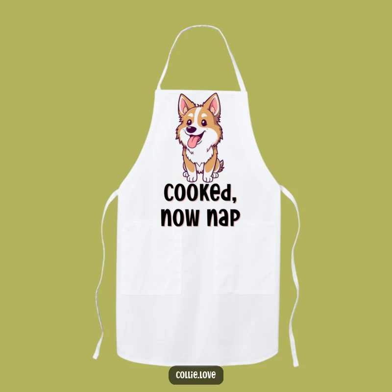 Funny Collie Panting Kitchen Apron - Hilarious Chef Dog Gift
