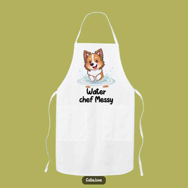 Funny Collie Stream Splashing Apron: Cook with Canine Watery Cheer
