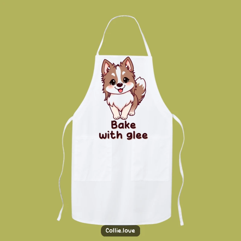 Funny Happy Collie Wagging Kitchen Apron - Hilarious Chef Dog Gift