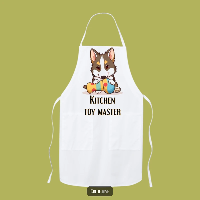 Funny Collie Nudging Toy Kitchen Apron - Hilarious Chef Dog Gift