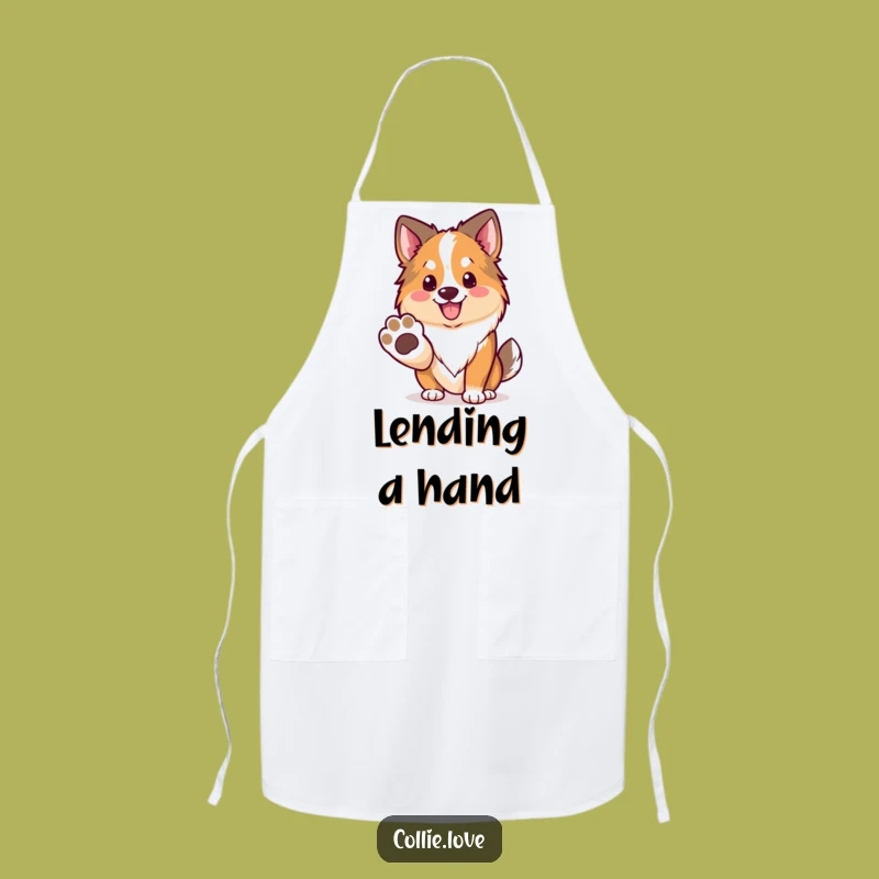 Funny Kawaii Collie Apron, Friendly Chef Paw, Kitchen Collie Fun Gift