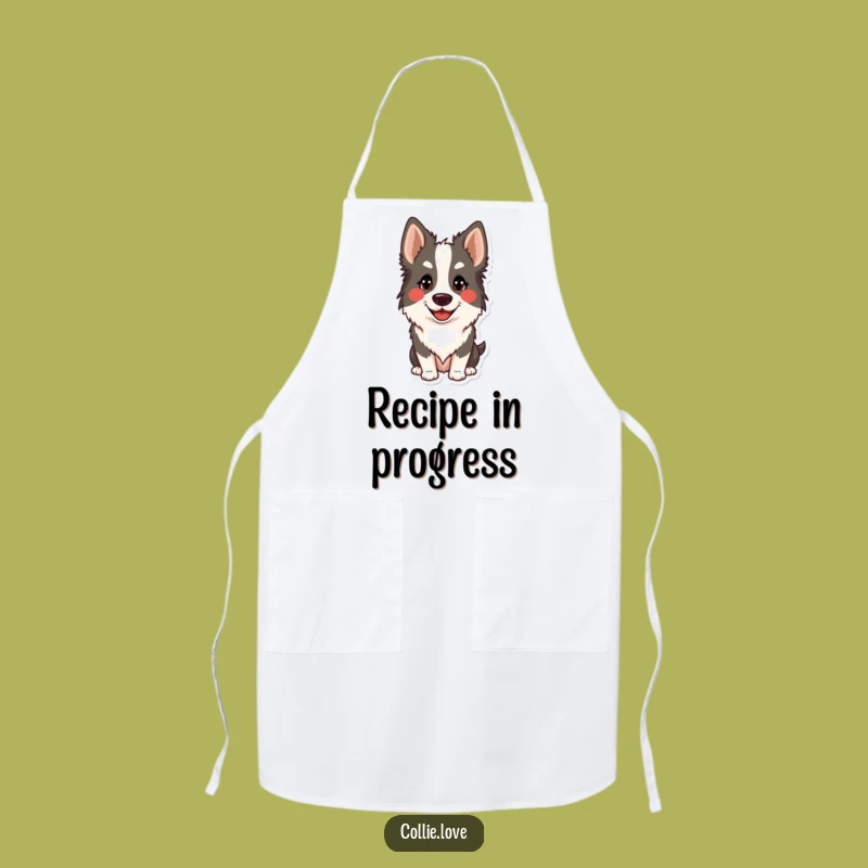 Funny Collie Head Tilt Apron: Cook with Canine Comedy