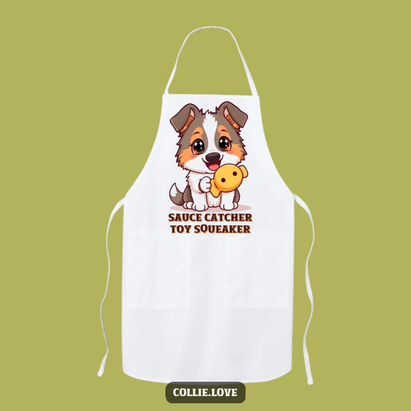 Funny Collie Squeaky Toy Apron: Cook with Canine Cheer and Playfulness