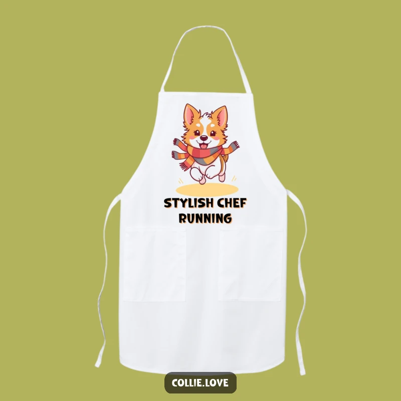Funny Kawaii Collie Scarf Apron - Festive Cooking Dog Wear