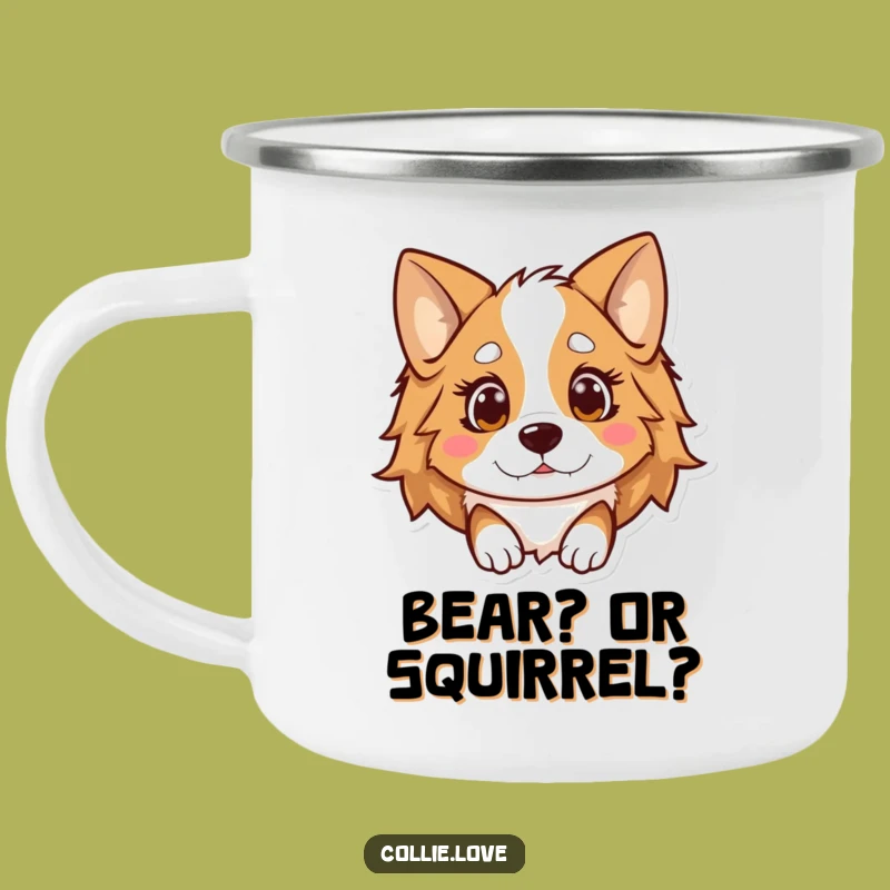 Funny Kawaii Collie Camping Mug, Shocked Survival Drinkware, Outdoor Collie Gift