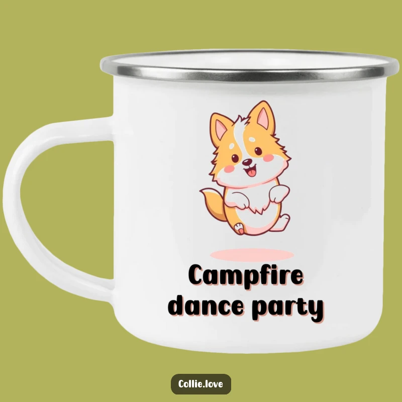 Funny Kawaii Collie Camping Mug, Joyful Spin Drinkware, Outdoor Collie Fun Gift
