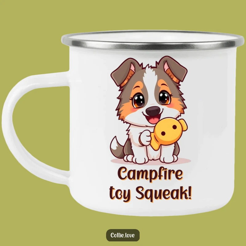 Collie Squeaky Toy Camping Mug: Adventure Fueled by Playful Pups