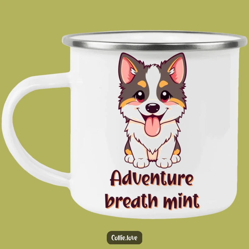 Durable Funny Happy Collie Panting Camping Mug: Adventure Fuelled by Joy