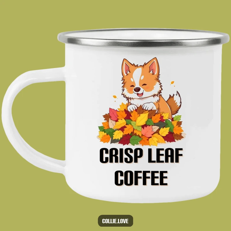 Funny Collie Leaf Pile Camping Mug: Autumn Adventures for Dog Lovers