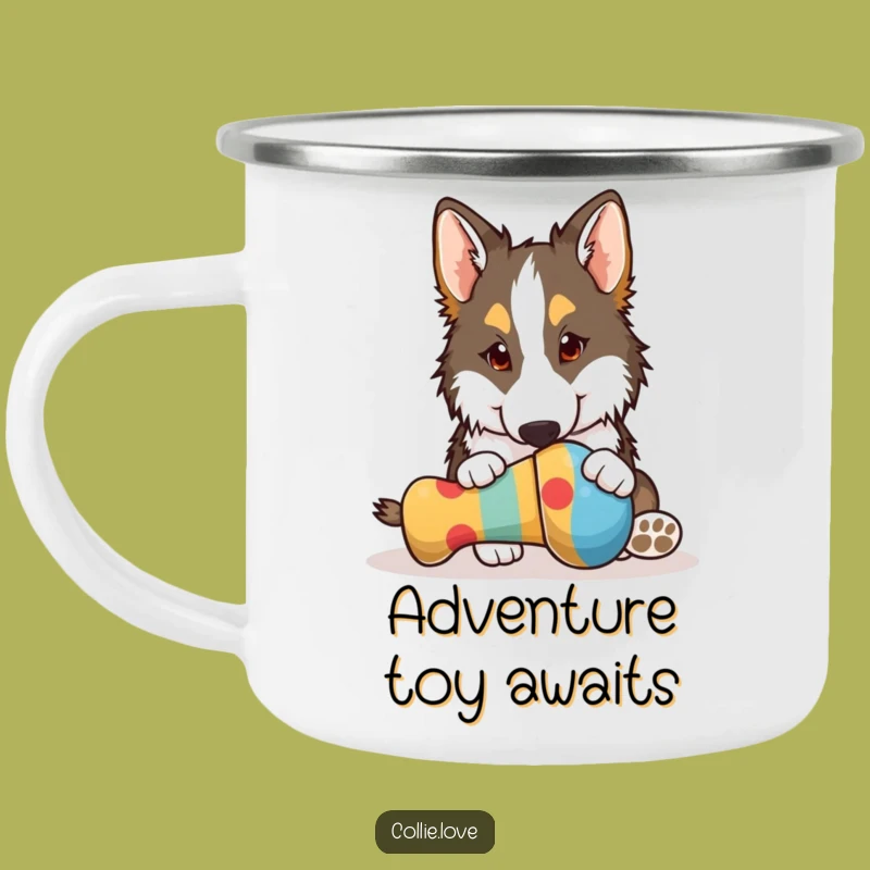 Funny Collie Nudging Toy Camping Mug - Hilarious Dog Adventure Gear