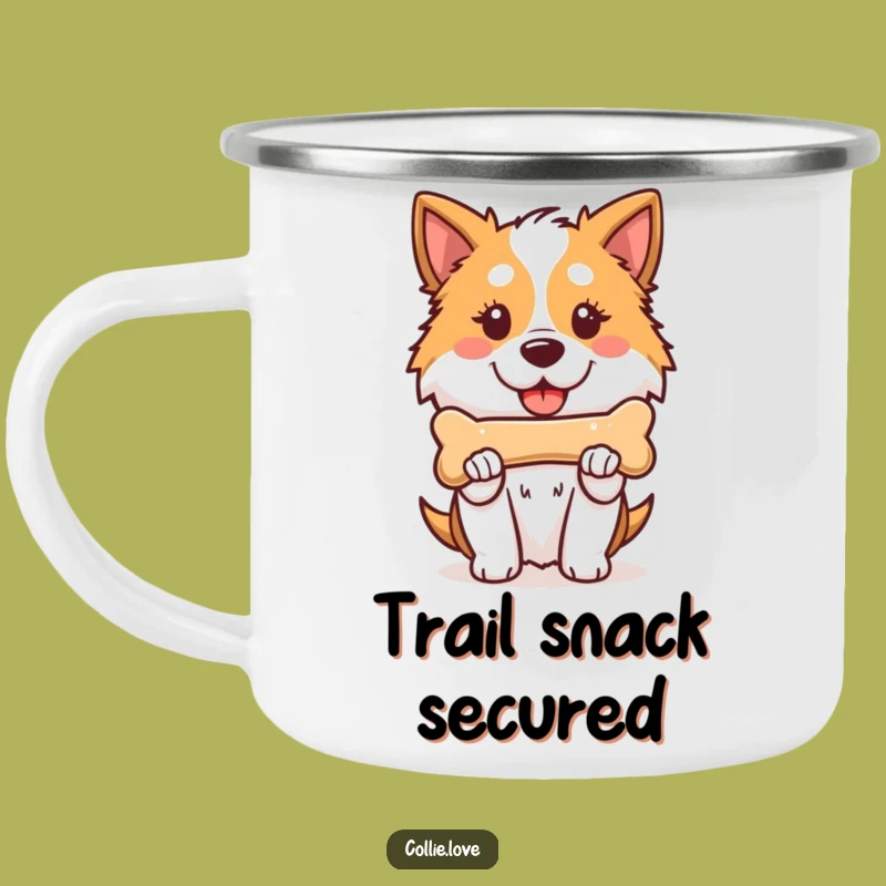 Funny Kawaii Collie Camping Mug, Proud Dog Bone Drinkware, Outdoor Collie Gift