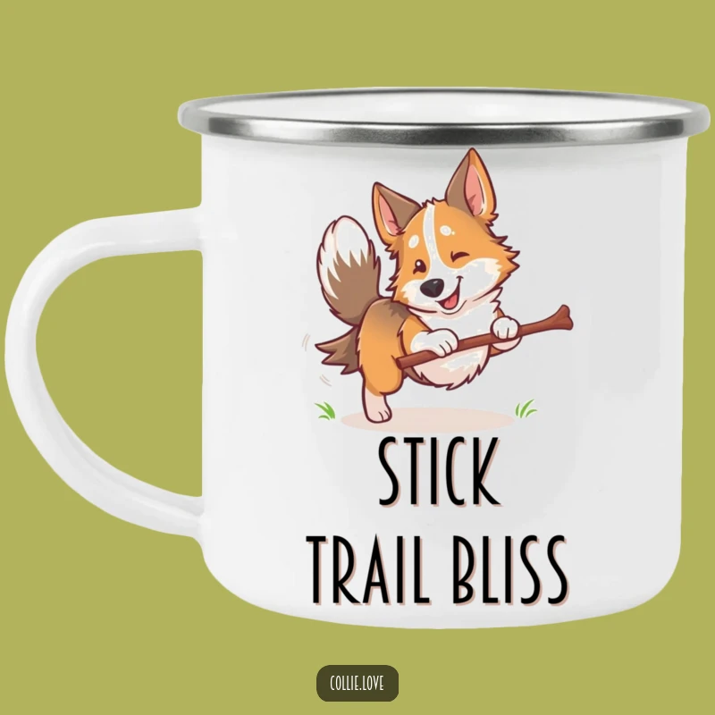 Funny Collie Dog Fetching Stick Camping Mug: Adventure Fuelled by Canine Joy