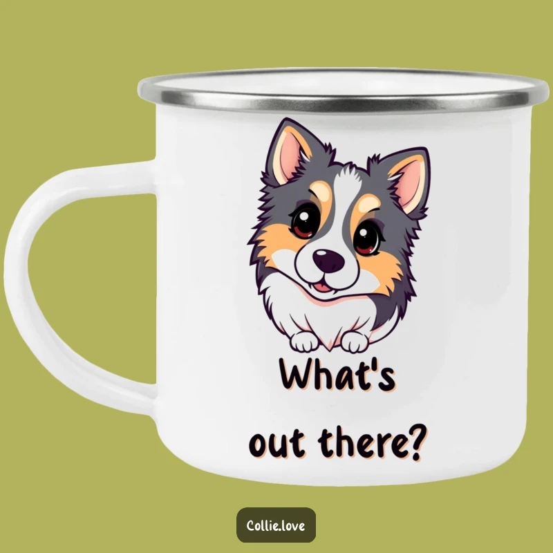 Funny Kawaii Collie Camping Mug: Inquisitive Head Tilt, Ideal Funny Gift