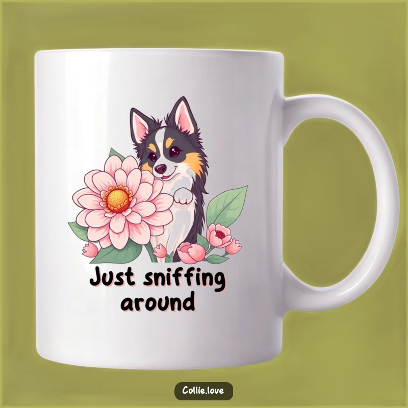 Funny Collie Flower Peek Mug: A Whimsical Dog Surprise Gift