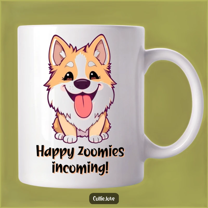 Funny Kawaii Collie Mug: Silly Grin & Tongue Out, a Hilarious Funny Gift