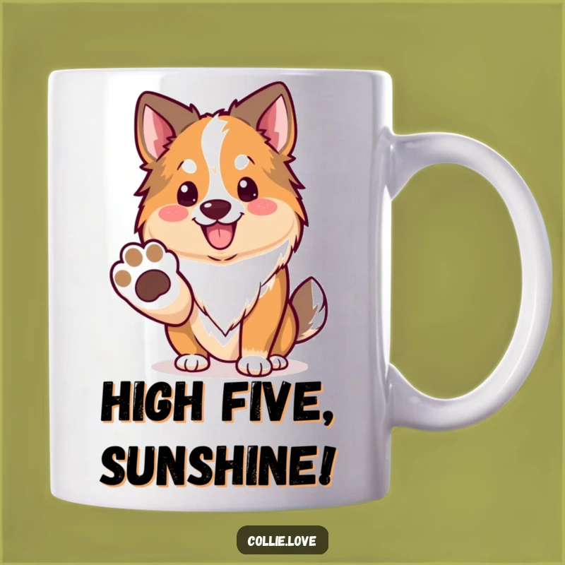 Funny Kawaii Collie Paw Mug, Friendly Dog Greeting, Welcoming Collie Gift