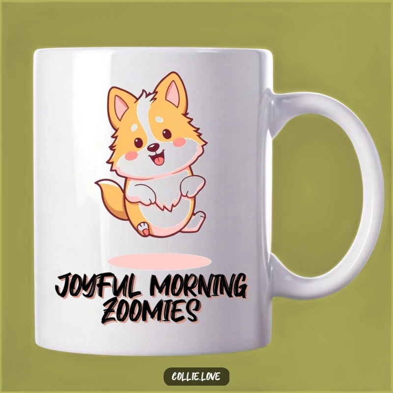 Funny Kawaii Collie Spin Mug, Joyful Dog Dancing, Cheerful Collie Gift