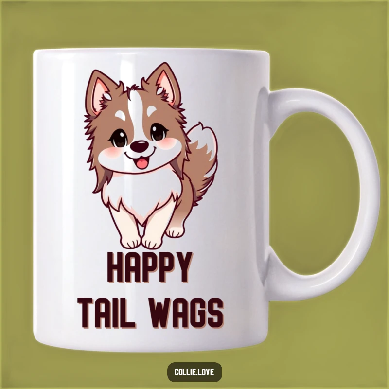 Funny Happy Collie Wagging Tail Mug - Joyful Dog Lover Funny Gift