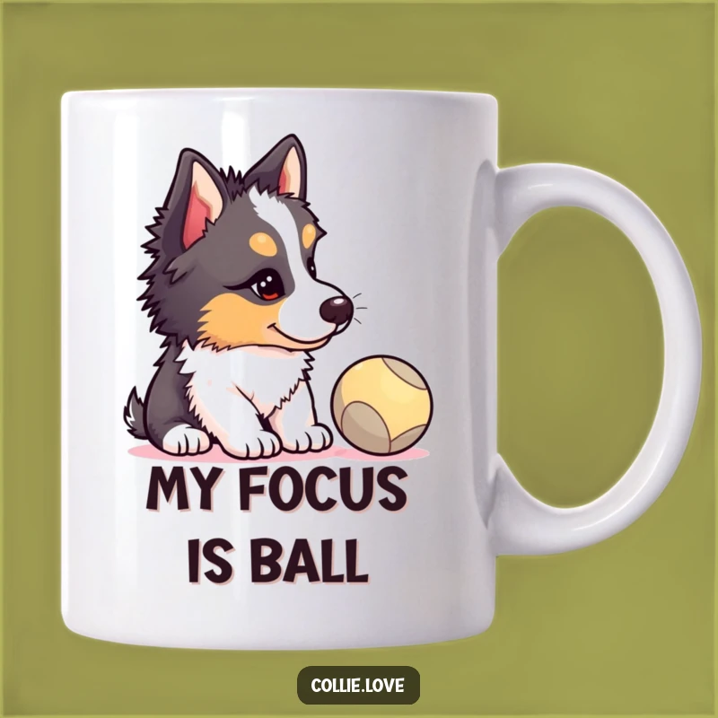 Funny Collie Puppy Watching Ball Mug - Adorable Dog Lover Funny Gift