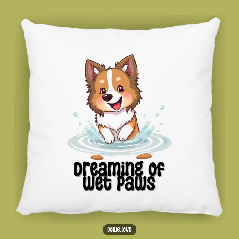 Collie Stream Splashing Pillow: Cuddle Up with Canine Watery Fun