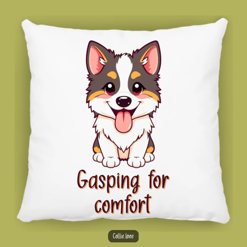 Comfy Funny Happy Collie Panting Pillow: Couch Cuddles with Canine Cheer