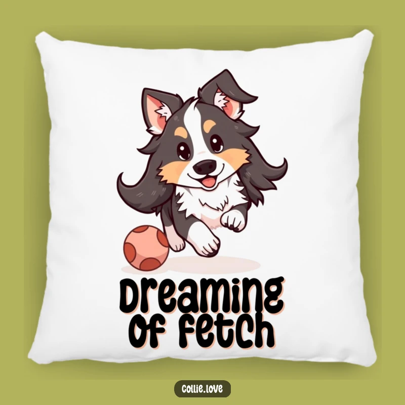 Funny Kawaii Collie Floppy Ears Pillow - Cozy Dog Chasing Ball Cushion