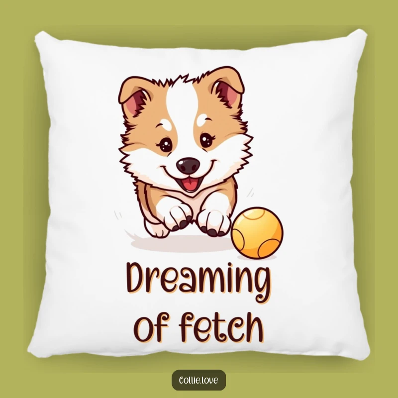 Funny Collie Puppy Pillow: Cozy Cushion with Kawaii Pup