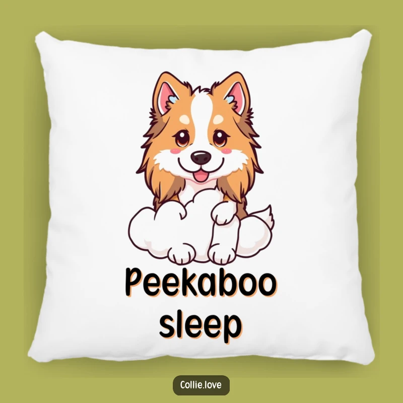 Funny Kawaii Collie Pillow, Cloud Peeker Comfort, Cozy Collie Decor Gift