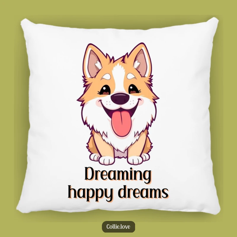 Funny Kawaii Collie Pillow: Soft Silly Grin, a Cozy Funny Gift