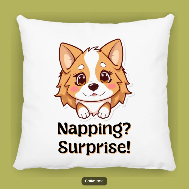 Funny Kawaii Collie Pillow, Shocked Ears Comfort, Cozy Collie Surprise Gift