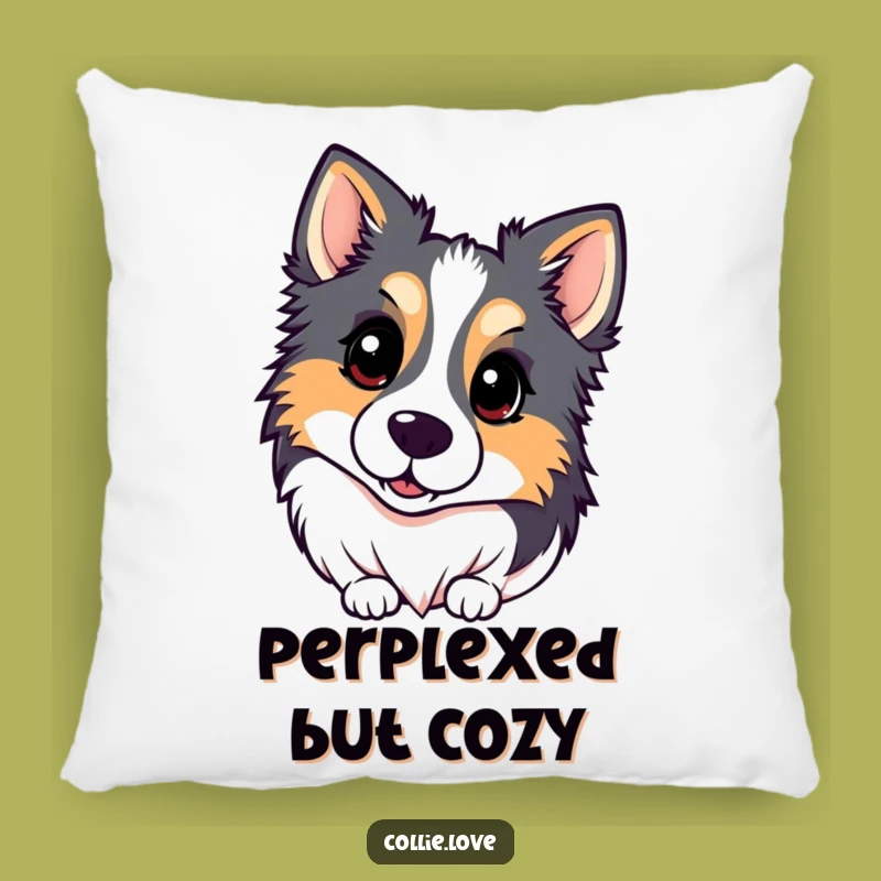 Funny Kawaii Collie Pillow: Soft Inquisitive Head Tilt Cushion, a Cozy Funny Gift