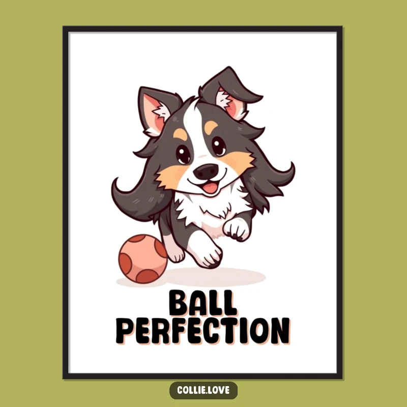 Funny Kawaii Collie Floppy Ears Digital Art - Printable Dog Art for Walls