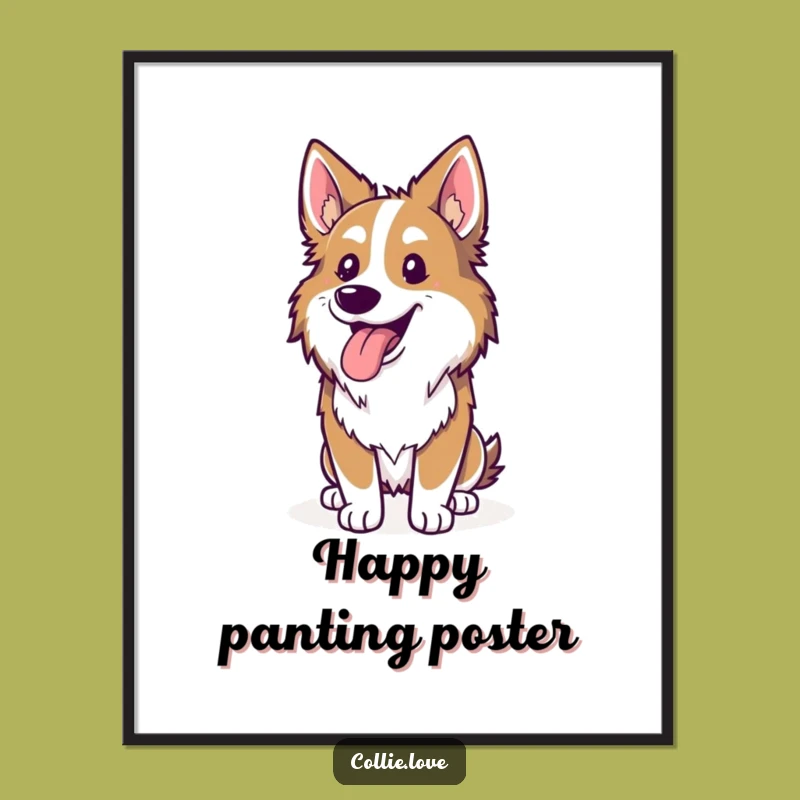 Funny Collie Panting Digital Art - Hilarious Dog Runner Art Print