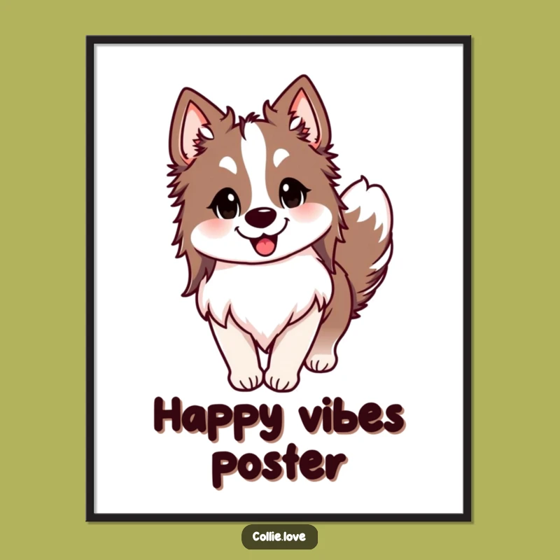 Funny Happy Collie Wagging Digital Art - Hilarious Dog Wall Decor