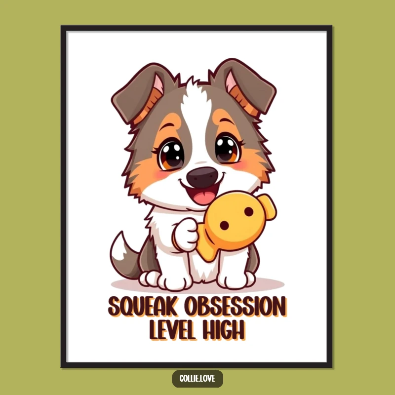 Happy Collie Squeaky Toy Digital Art: Instantly Downloadable Canine Joy