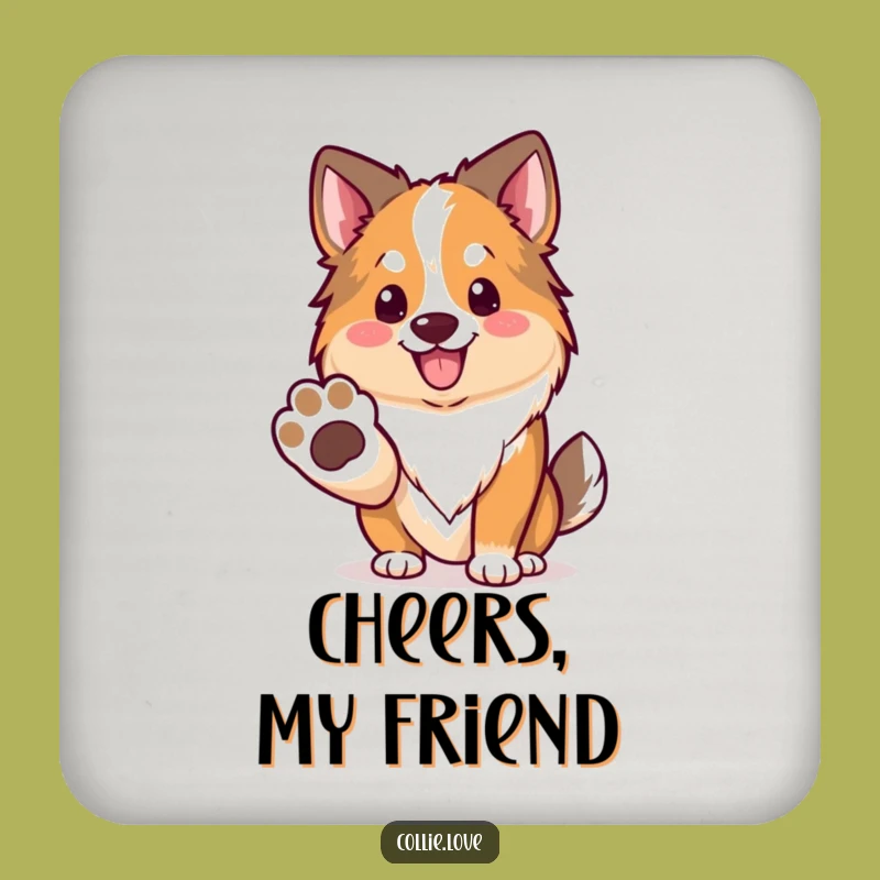 Funny Kawaii Collie Coaster, Friendly Paw Protector, Cute Collie Tableware Gift