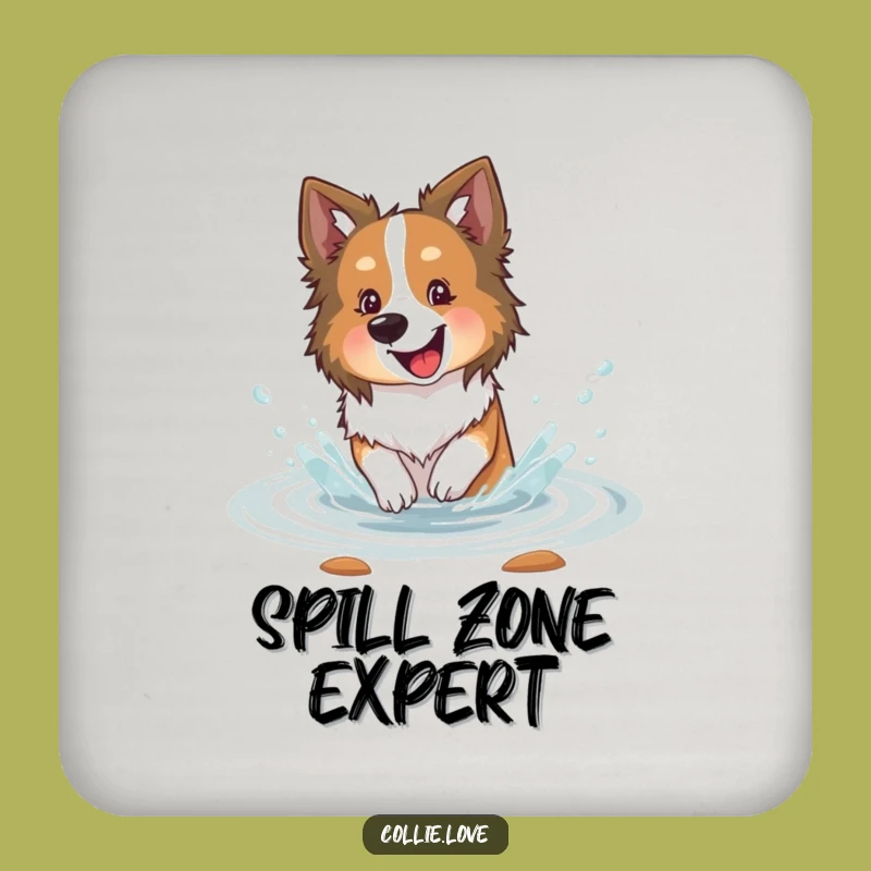Collie Stream Splashing Coaster: Protect Surfaces with Watery Charm
