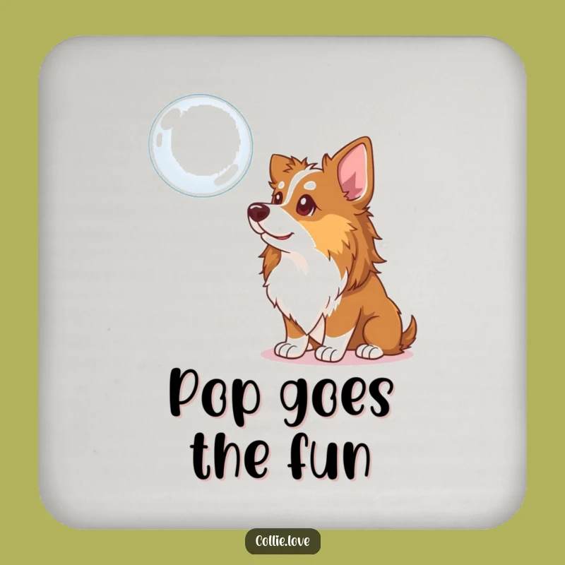 Funny Collie Dog Coaster Set: Curious Bubble Design, Protect Surfaces with Humor Gift