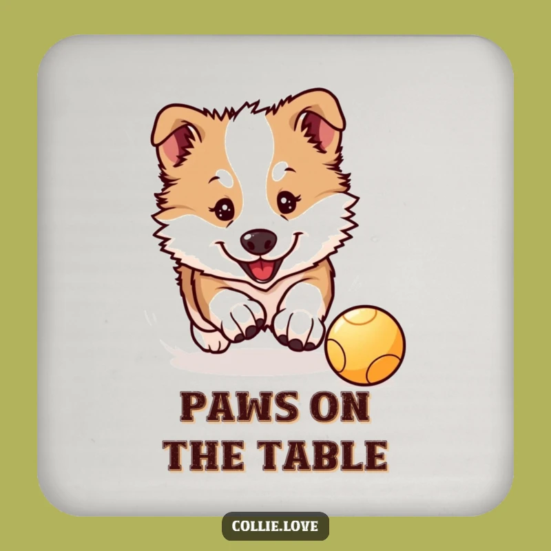 Funny Collie Puppy Coasters: Protect Surfaces with Kawaii Pup Art