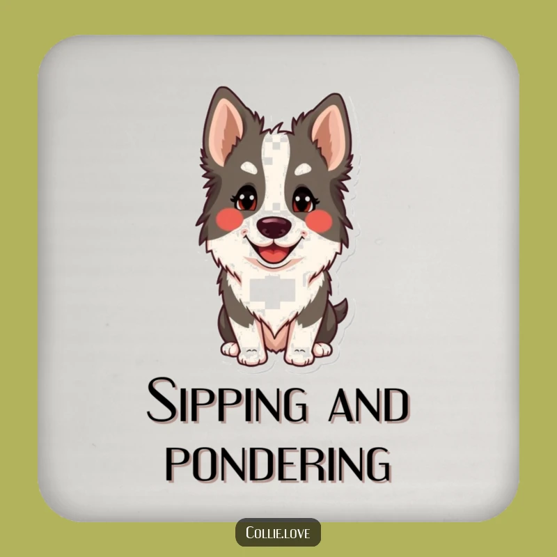Funny Collie Smile Coaster Set: Protect Surfaces with Canine Charm