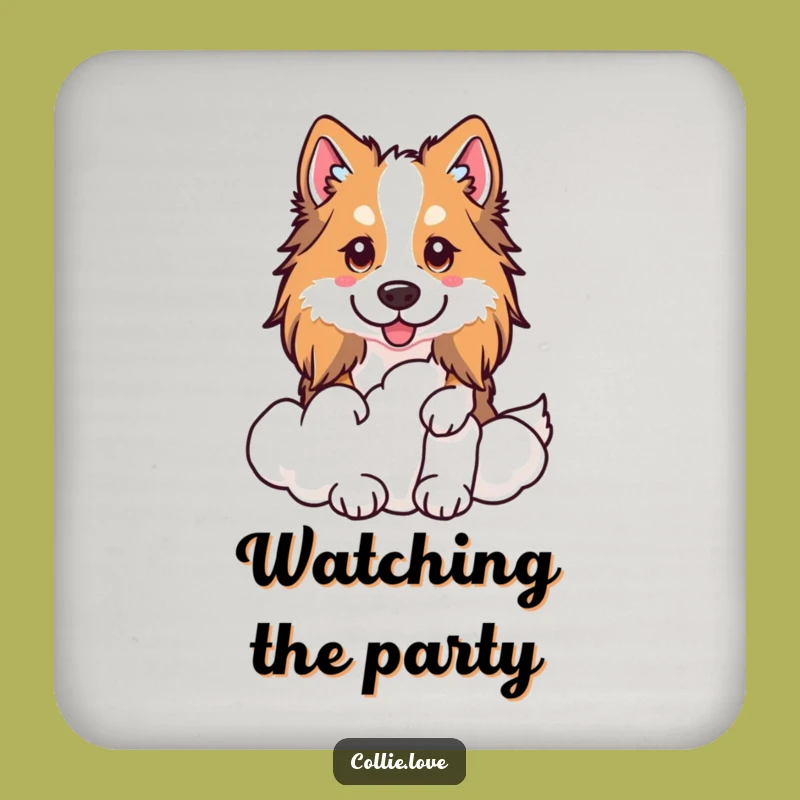 Funny Kawaii Collie Coaster, Cloud Peeker Protector, Cute Collie Tableware Gift
