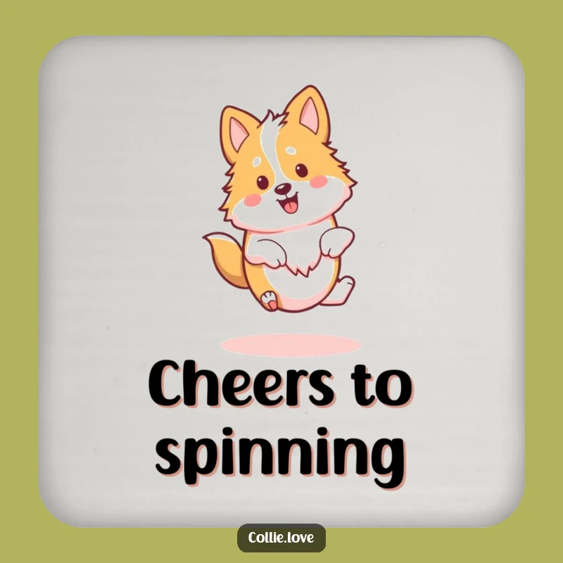 Funny Kawaii Collie Coaster, Happy Spin Protector, Cute Collie Tableware Gift