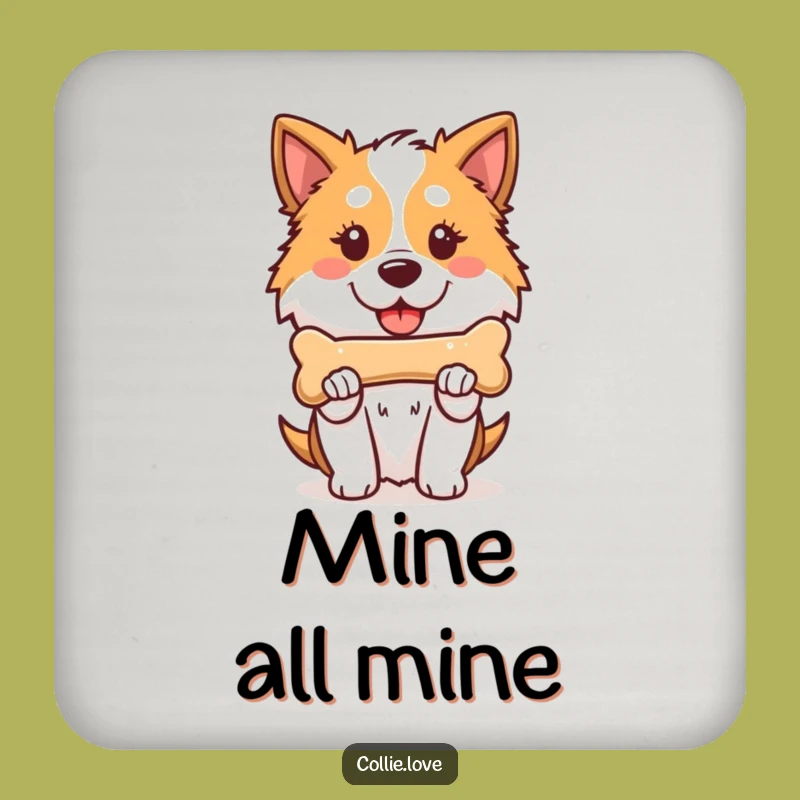 Funny Kawaii Collie Coaster, Proud Dog Protects Surface, Cute Collie Tableware Gift