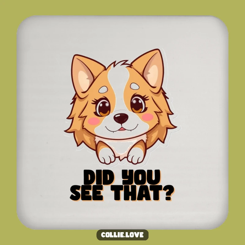 Funny Kawaii Collie Coaster, Surprise Surface Protector, Cute Collie Tableware Gift