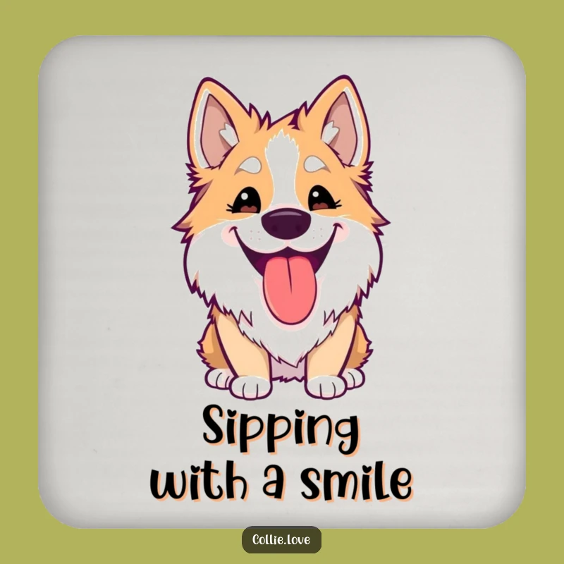 Funny Kawaii Collie Coasters: Set of Silly Grins, Perfect Funny Gift