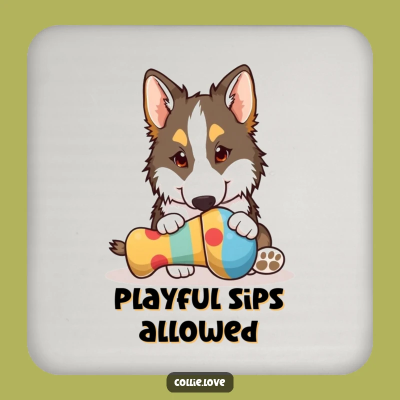 Funny Collie Nudging Toy Coaster - Hilarious Dog Table Protector