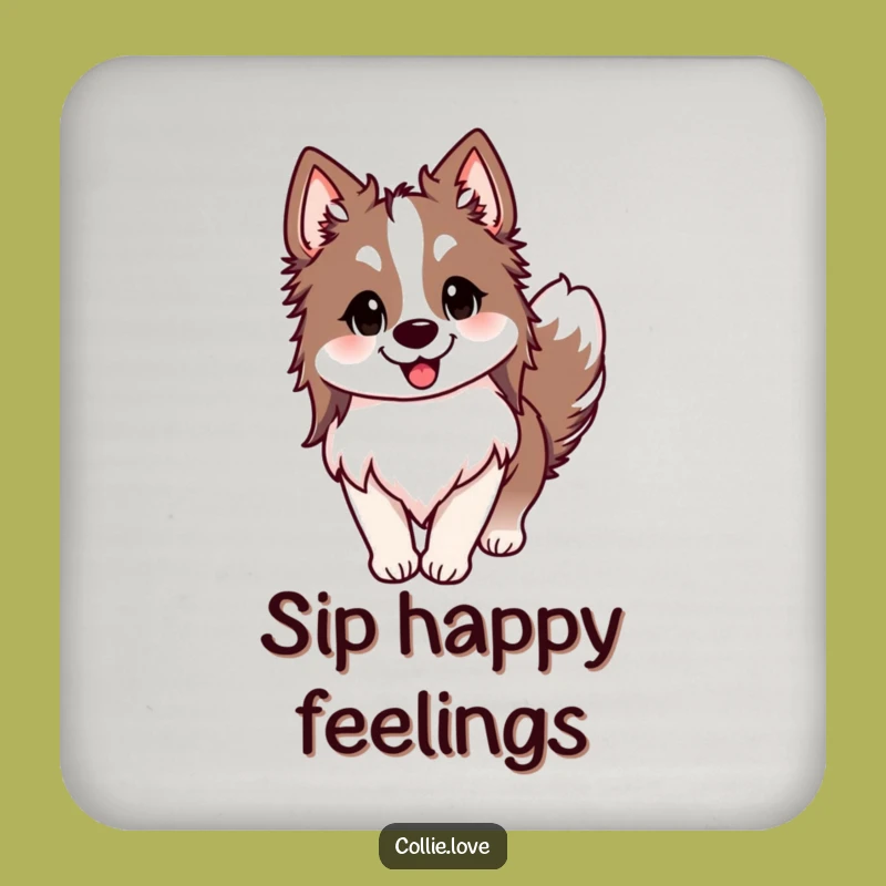 Funny Happy Collie Wagging Coaster - Hilarious Dog Table Protector