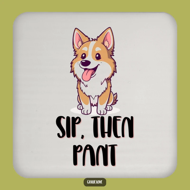 Funny Collie Panting Coaster - Hilarious Dog Table Protector