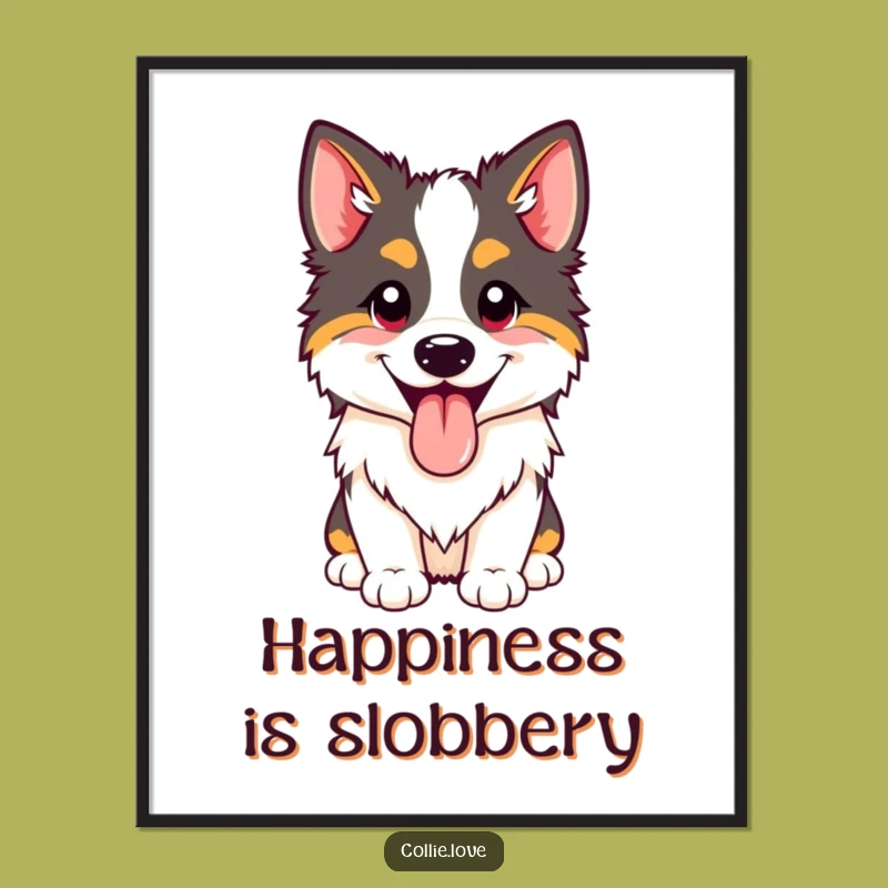 Funny Happy Collie Panting Poster: Wall Art That Radiates Joy