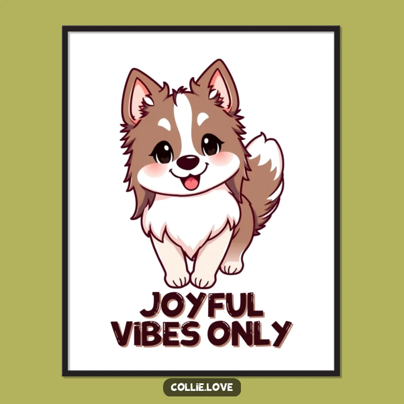 Funny Happy Collie Wagging Poster - Hilarious Dog Art Print